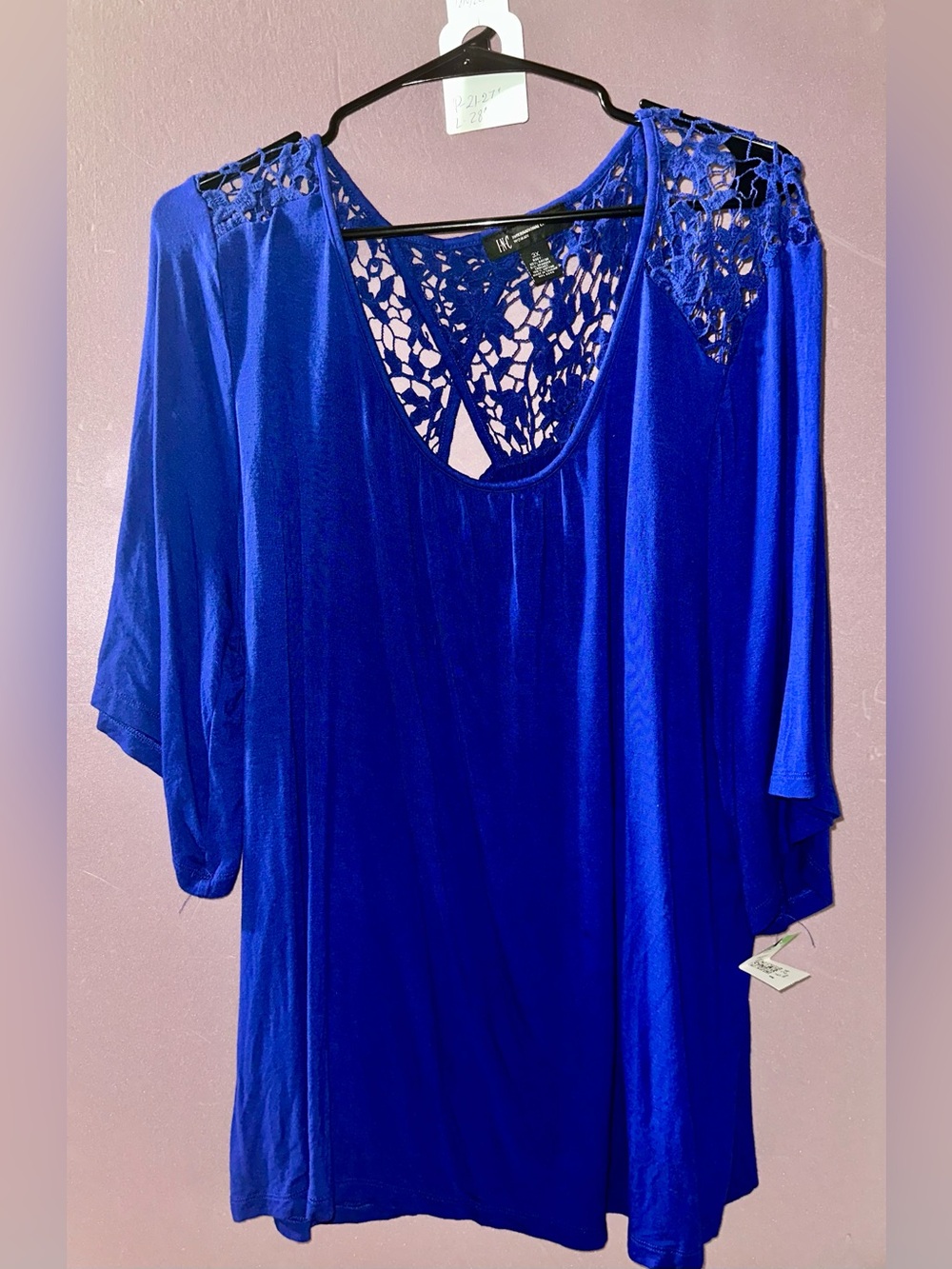 INC International Concepts Cobalt Blue Crochet-Back Tunic Top